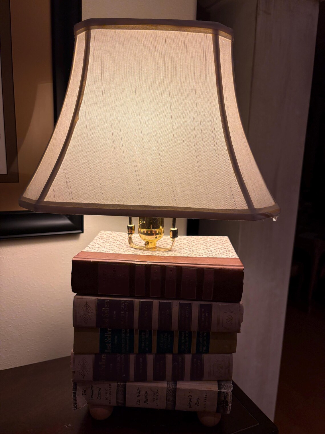 Upcycled Book Stack Lamp – Rustic Desk Light for Book Lovers ...