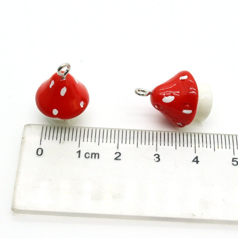 10 Pieces of Mushroom Resin Charms for Jewelry Making 