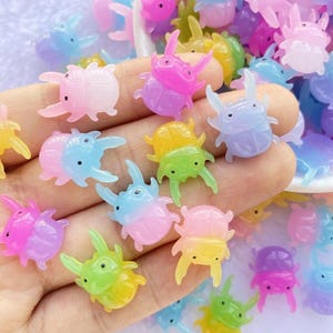 20 pcs of Kawaii Beetle Flatback Charms – Pastel Resin Bug Cabochons for Crafts, Jewelry Making, Scrapbooking, Cute DIY Embellishments