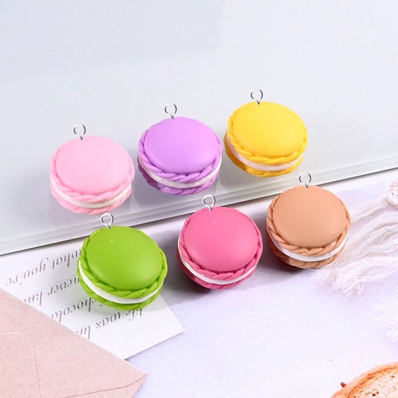 10 Pieces of Macaron Cookie Resin Charms for Jewelry Making 