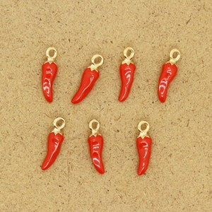 10 pieces of red chili pepper food alloy charms for jewelry making