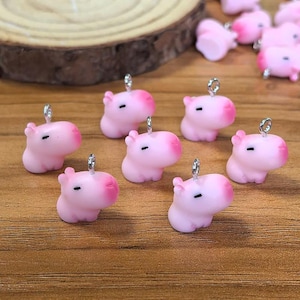 10 pcs of Mini Pink Capybara Charms, Kawaii Animal Charms for Earrings, DIY Jewelry Making, Cute Capybara Resin Pendant Supplies