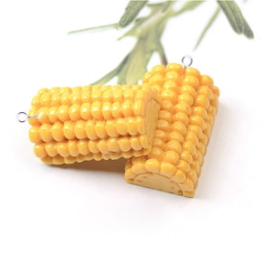 5 pieces of corn food vegetable resin charms for jewelry making