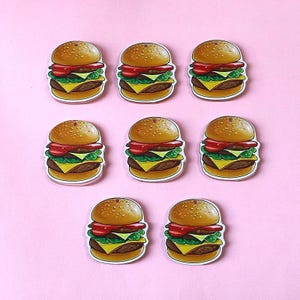 10 pcs Cheeseburger Charms, Fast Food Pendant, Kawaii Burger Charm, DIY Jewelry Making, Cute Food Charm, Handmade Snack Pendant