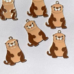 10 pcs Cute Otter Charms, Enamel Otter Pendant, Animal Jewelry Charm, Kawaii Otter Charm, DIY Necklace Charm, Ocean Animal Pendant