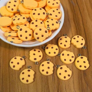 10 pcs of Chocolate Chip Cookie Charms for Jewelry Making, Kawaii Cookie Pendants, Polymer Clay Dessert Charms for Bracelets