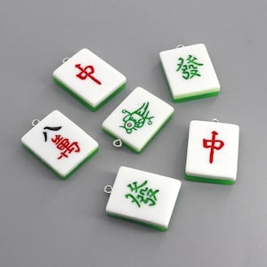 10 pcs Mahjong Tile Charms, Chinese Game Pendant, Mahjong Jewelry, Lucky Tile Charm, DIY Mahjong Keychain, Asian Game Accessory