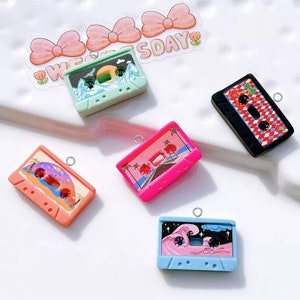 10 Stück Retro Tape Cassette Harz Charms für die Schmuckherstellung
