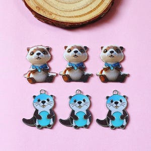 10 pcs Cute Otter Charms, Kawaii Animal Pendant, DIY Jewelry Making, Ocean Wildlife Charm, Enamel Otter Charm, Handmade Keychain Pendant