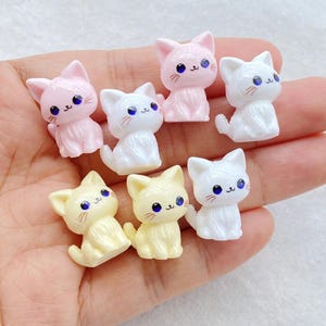 10 stuks 3D kawaii kattenbedels, hars kittenbedels voor doe-het-zelvers, sieraden maken, schattige miniatuurkattenbeeldjes, benodigdheden decoderen