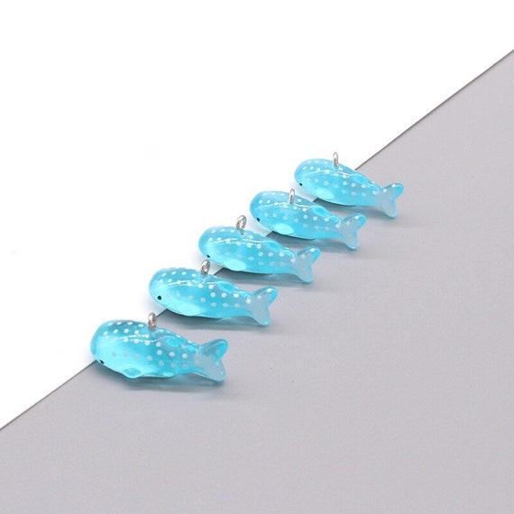 10 Pieces of Cute Whale Shark Fish Animal Resin Charms for Jewelry Making 