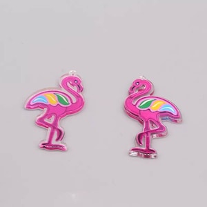 6 pieces of flamingo bird acrylic resin charms for jewelry making