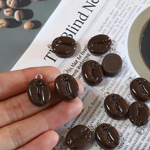 10 pieces Coffee Bean Charms, Resin Coffee Charm, Coffee Lover Jewelry, Mini Coffee Bean Pendant, Barista Charm, Cute Coffee Bead