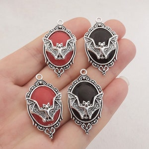 4 pieces of goth vampire bat cameo alloy pendant for jewelry making