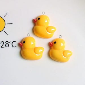 10 pcs of Cute Yellow Duck Charms for Jewelry Making, Rubber Duck Charms for Keychains, Kawaii Duck Pendants DIY Crafts