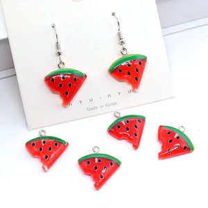 10 pieces of watermelon fruit resin charms for jewelry making