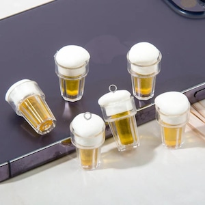 10 pcs Mini Beer Mug Charms, Resin Beer Pendant, Cute Drink Charms for Jewelry, Tiny Beer Glass Charm, Kawaii Bar Charms, Beer Lover Gift