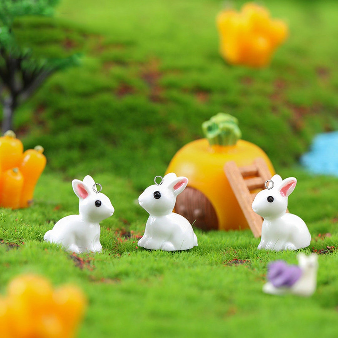 10 Pieces of Cute Bunny Rabbit Animal Resin Charms for Jewelry Making ...