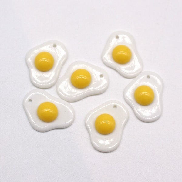 10 pieces of fried egg sunny side up food resin charms for jewelry making