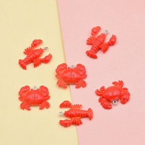 10 pieces of crab lobster resin charms for jewelry making