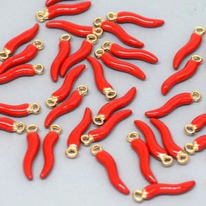 10 pieces of red chili pepper food alloy charms for jewelry making