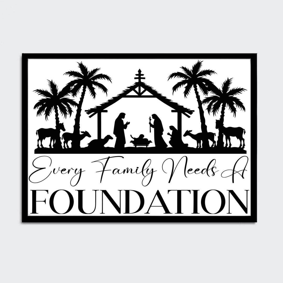 CHRISTIAN Poster JESUS' BIRTH Every Family Needs a Foundation Framed