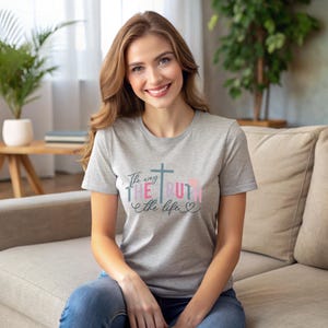 CHRISTIAN T-SHIRT "the way, the truth, the life", Bible verse T-shirt, Religious clothing, Christian round neck T-shirt, Jesus shirt