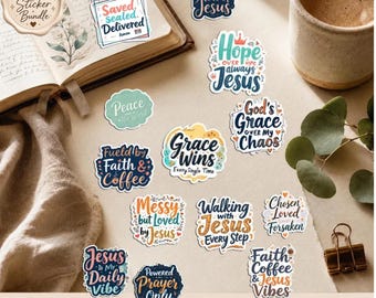 聖書ジャーナリングステッカーパック | クリスチャンステッカー (PNG、SVG) | 信仰プランナー | Cricut プリント＆カット | イエスステッカー、プリント