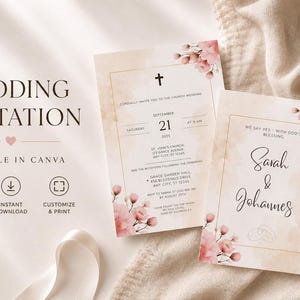 Christliche Hochzeitseinladung PDF Vorlage | Minimalistisch Bibelvers Ruth 1,16 | 2-seitig DIN A6 | Digital Download