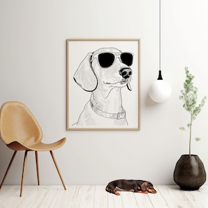Dachshund Wearing Sunglasses - Printed Posters | Printed Wall Art | Fun Pet Prints | Pet Gifts