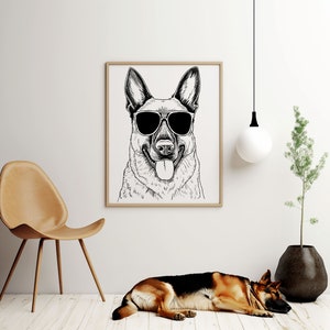 German Shepherd Wearing Sunglasses - Printed Posters | Printed Wall Art | Fun Pet Prints | Pet Gifts