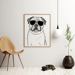 Pug Wearing Sunglasses - Printed Posters | Printed Wall Art | Fun Pet Prints | Pet Gifts