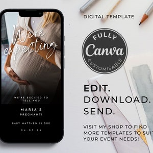 Pregnancy Announcement Template | Digital Announcement | Editable | Animated | Digital Download