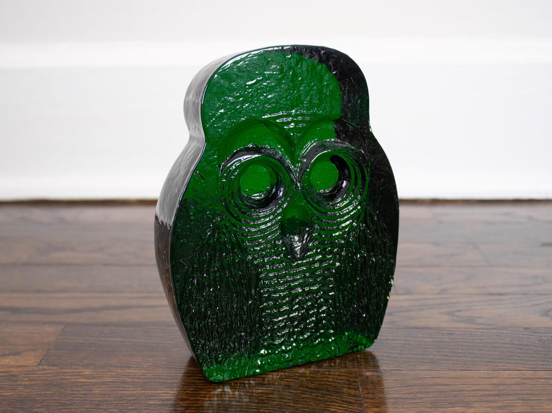 Blenko Glass Owl Bookend 梟 ガラス ブックエンド
