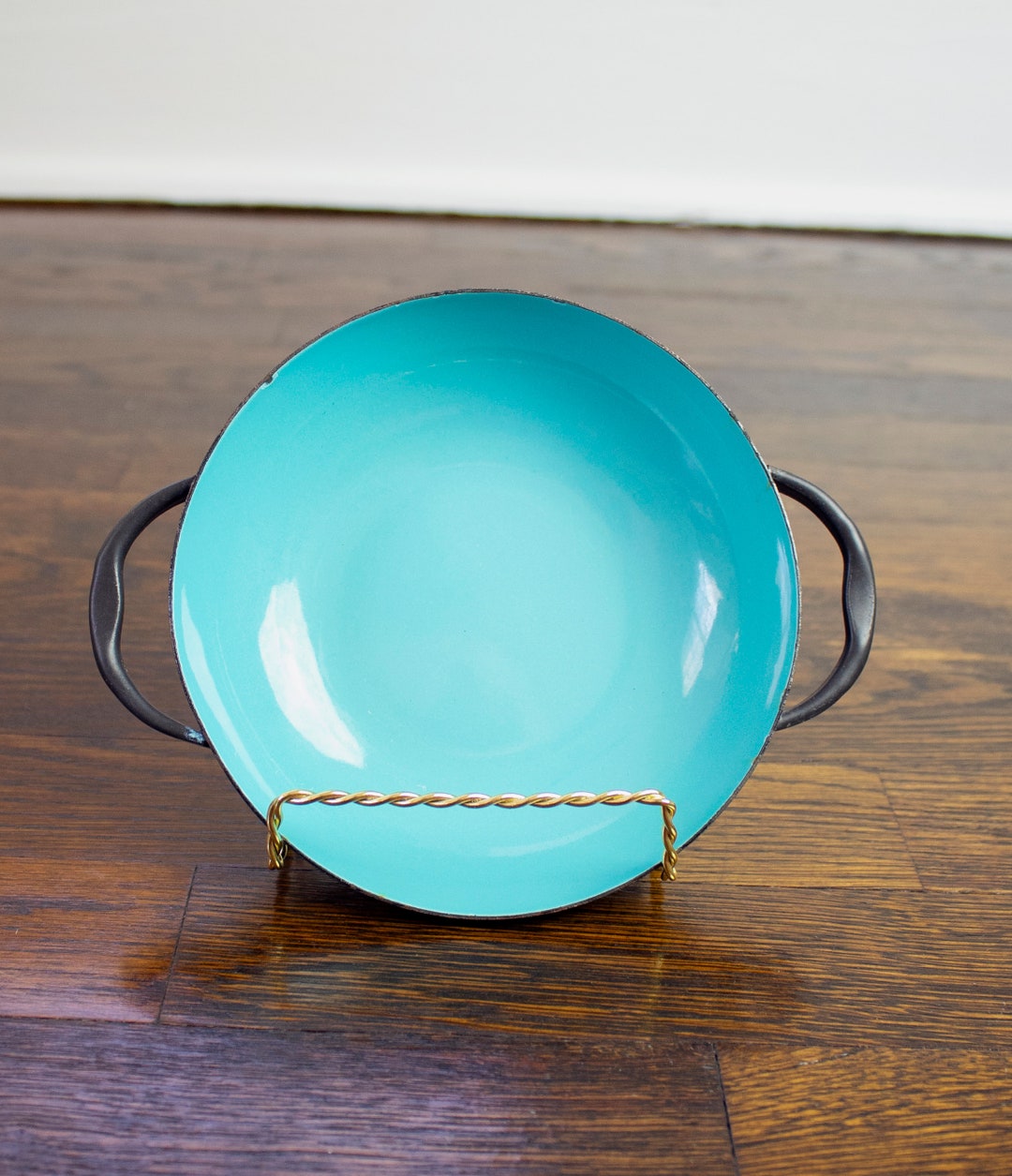 Vintage Blue Enamelware Small Paella Handled Pan Etsy