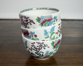 Vintage Wood & Sons Indian Tree transferware pudding-/custardkommen set van 3