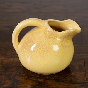 Vintage Yellow Hall USA Pottery Tilted Ball Creamer Mini Pitcher