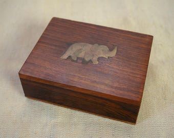 Ancienne Boîte Miniature En Laiton Vintage - Éléphant Sculpté Main - Rare (1900-1940)