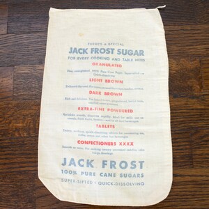 Vintage Jack Frost Brand Cane Sugar Cloth Sack Bag 5lb 10lb 25lb - Etsy