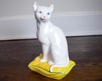 【値下】猫の置物　ヴィンテージ　イタリア製　希少 ヴィンテージ ミッドセンチュリー イタリア製 陶器 首の長い猫の置物