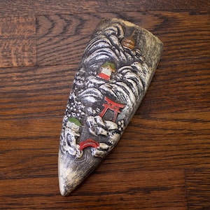 Vintage 1940s Japanese Ceramic Wall Pocket Torii Gate Pagoda WWII Souvenir
