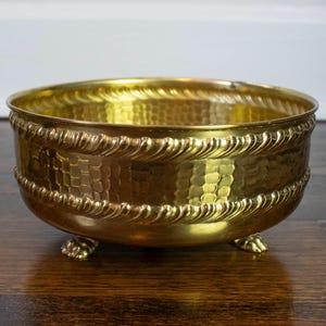 Vintage Brass Claw Foot Cachepot Planter 8.25"