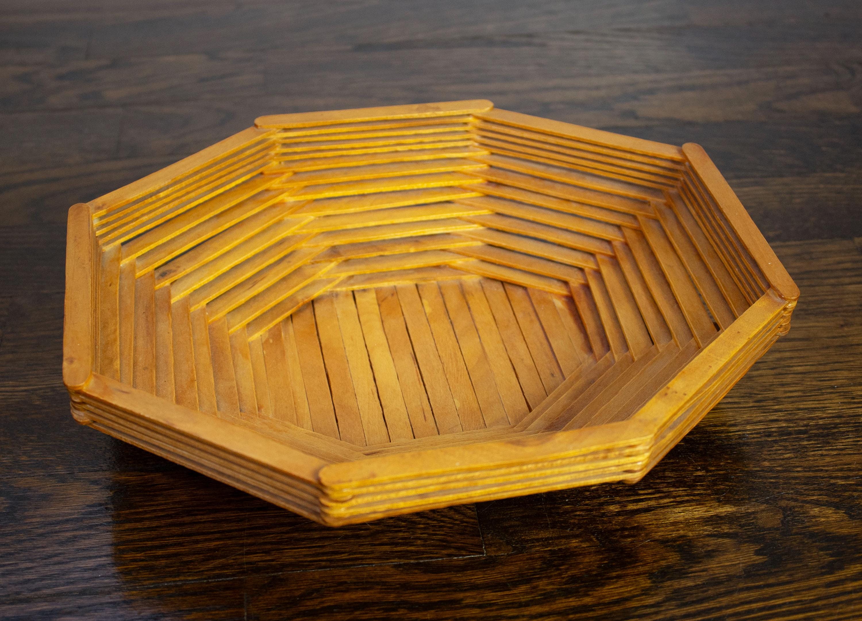 Vintage Handmade Tramp Art Octagonal Wooden Popsicle Stick