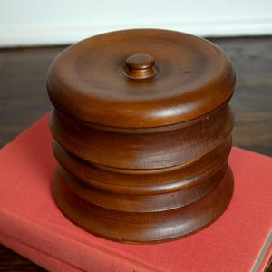 Vintage Hand-Turned Wooden Lidded Trinket Box Container