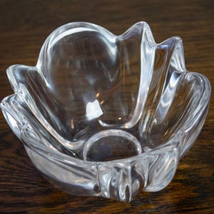 Vintage Orrefors Sweden Crystal Glass Signed Belle Tulip Candy Nut Bowl