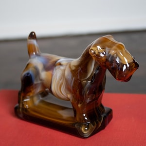Vintage Imperial Caramel Slag Glass Scottie Terrier Dog Figurine