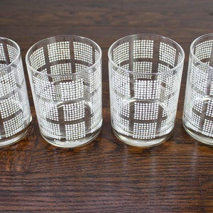 Vintage George Briard Rocks Glasses: White Polka Dot Geometric Set of 4