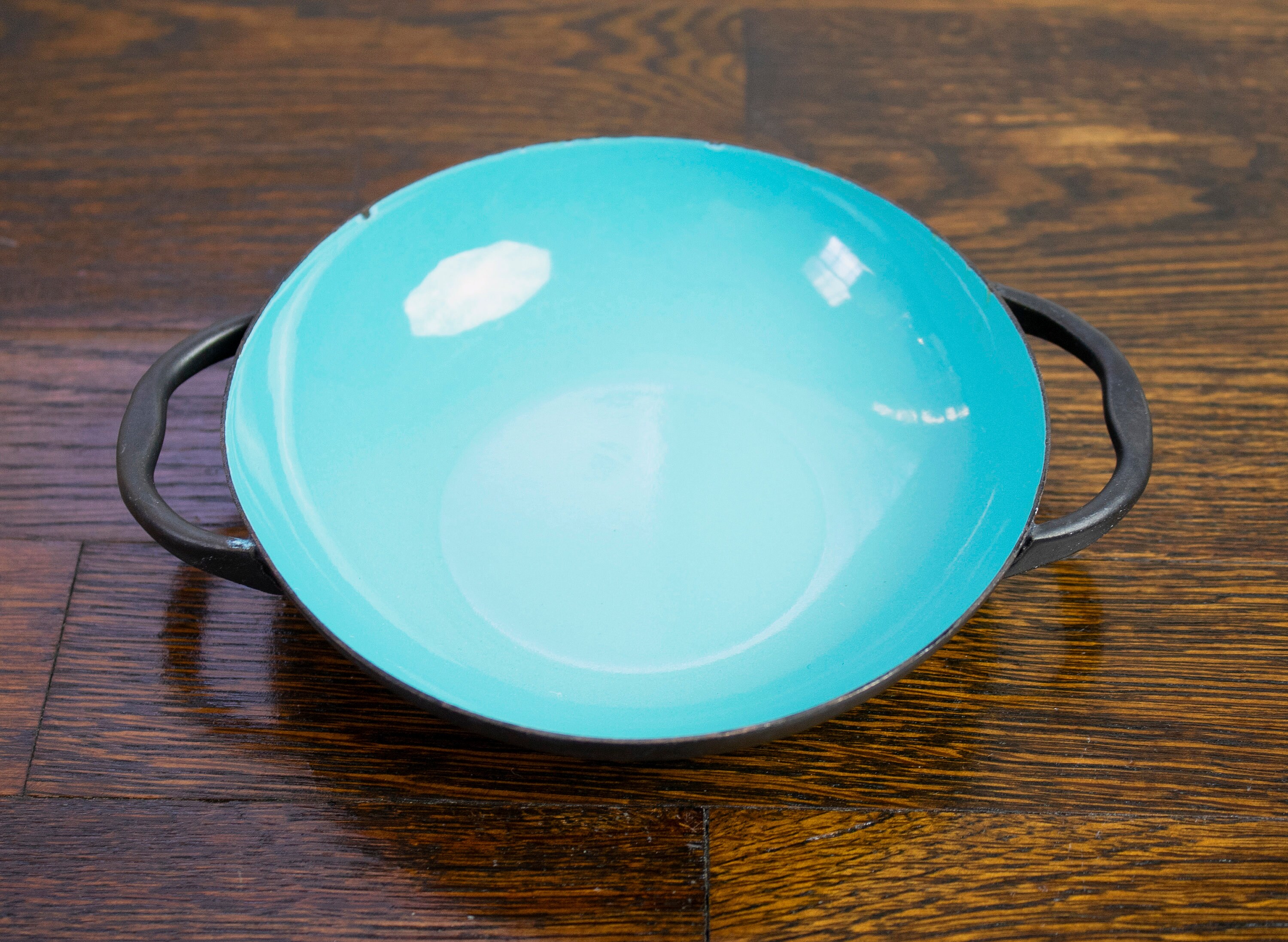 Vintage Blue Enamelware Small Paella Handled Pan Etsy