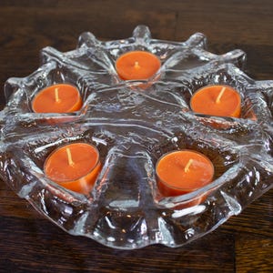 Vintage Muurla Glass Ice Pattern 5 Votive Tea Light Candleholder Made in Finland