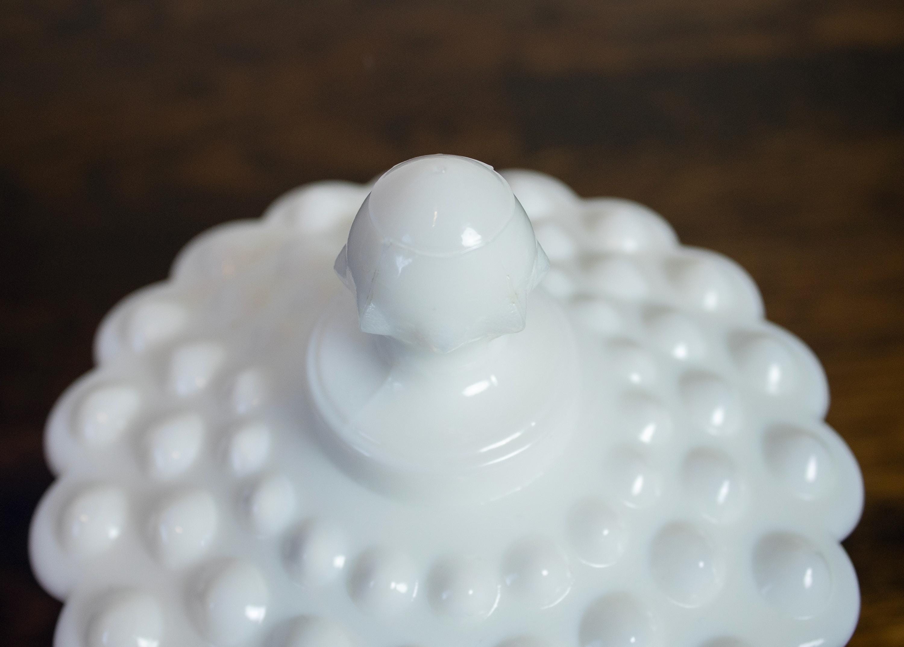 フェントン蓋付きミルクガラス ヴィンテージ フェントン ホブネイル ミルクガラス クリーマー